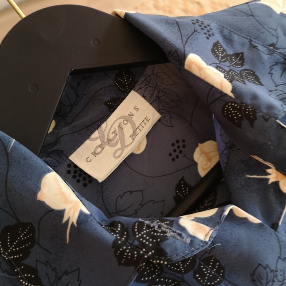 Vintage floral, blue dress w. matching belt - Picture 6 of 7